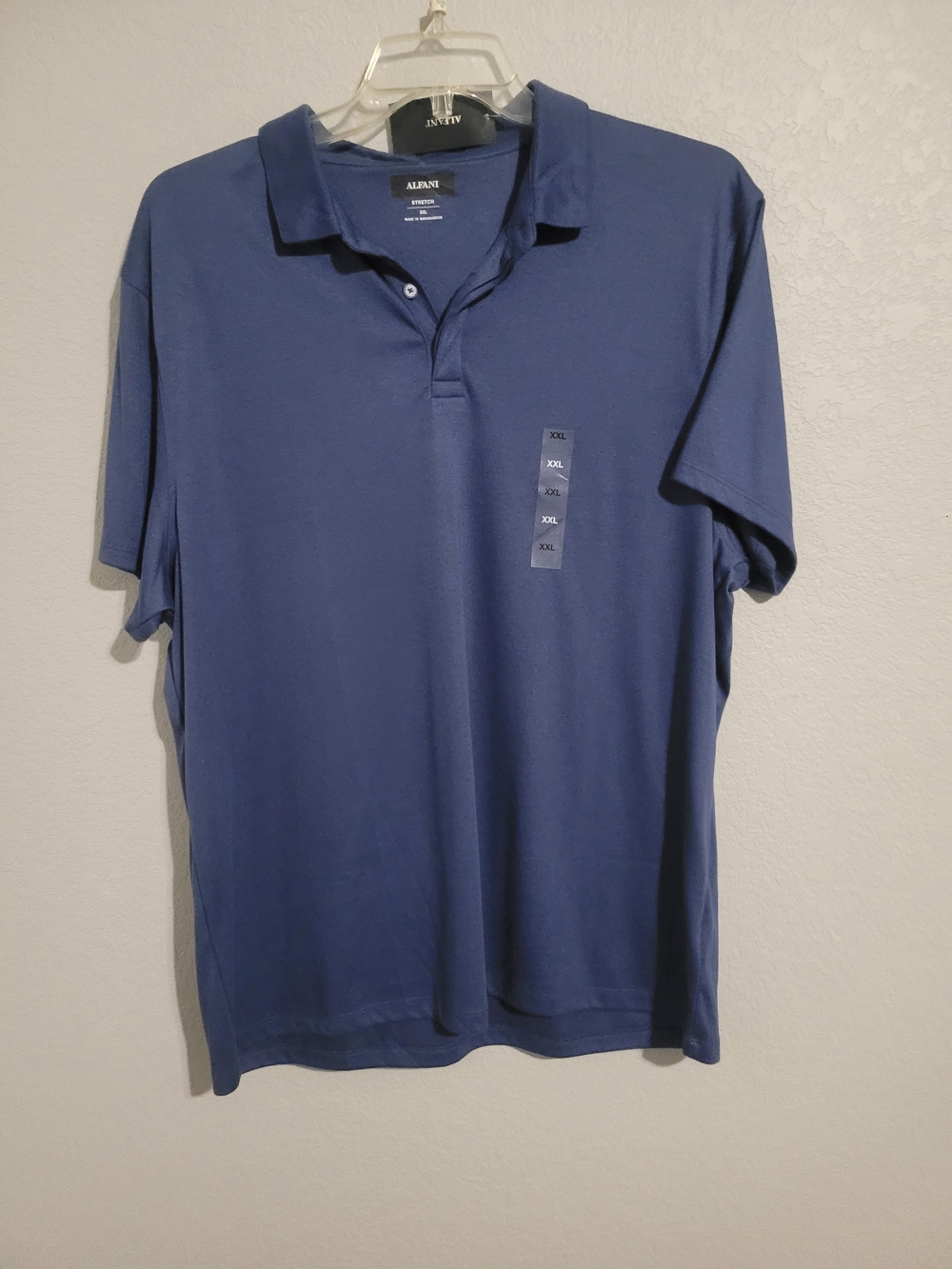 Alfani Alfatech Stretch Polo Shirt Mens XXL Blue Nite NWT Macy's